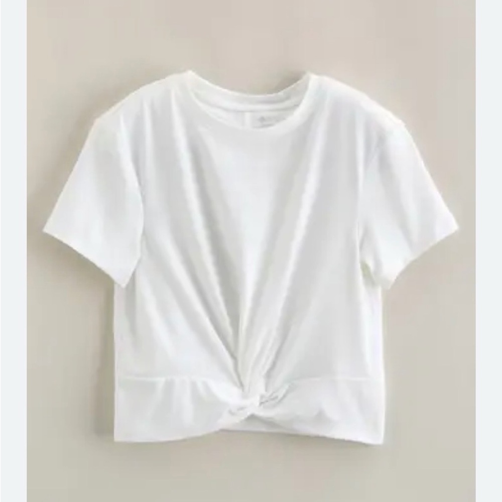 White Knotted crop top T-Shirt shirt size small